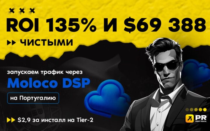 ROI 135% и $69388 чистой прибыли через Moloco DSP на Португалию
